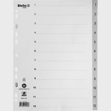 BIELLA Répertoires PP A4 47141200U gris 1-12