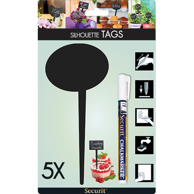 SECURIT Gartenstecker SILHOUETTE TAG-BUBBLE-5 schwarz 18x8.1x0.1cm