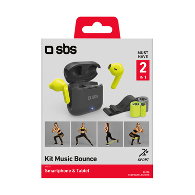 Kit mit elastischen Fitnessbändern und drahtlosen Ohrhörern | SBS