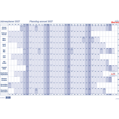 BEREC Plan annuel horizontal 2027 B 5666 TF/27 1A/1P bleu plastifié 60x90cm
