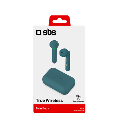 Wireless earphones with portable 300 mAh charging base, Bluetooth V 5.0 and multifunction button for calls and music