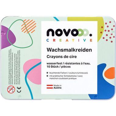 NOVOOO Wachsmalkreide 93361-0008 10 Farben, wasserfest
