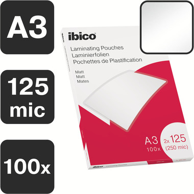 IBICO Pelicole per laminazione A3 627324 opaco, 125my 100 pezzi