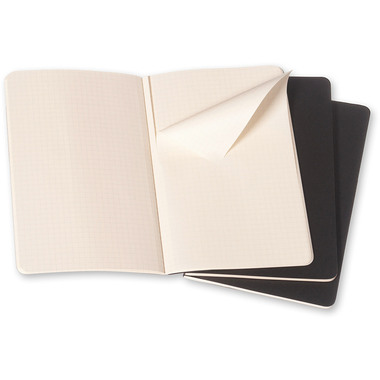 MOLESKINE Notizheft Cahier A6 704901 kariert, schwarz 3 Stück