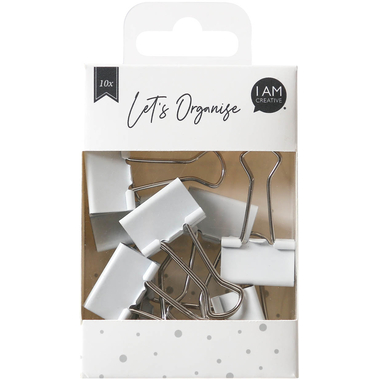 I AM CREATIVE Pinces foldback Let`s Organize 4035.11 blanc, 25mm 10 pièces