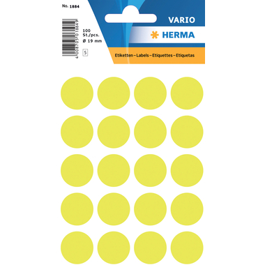 HERMA Etiquettes ronde 19mm 1884 jaune 100 pcs.
