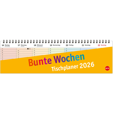 HEYE Tischplaner Bunte Wochen 2026 23321+26 1W/1S DE 32.5x9.3cm