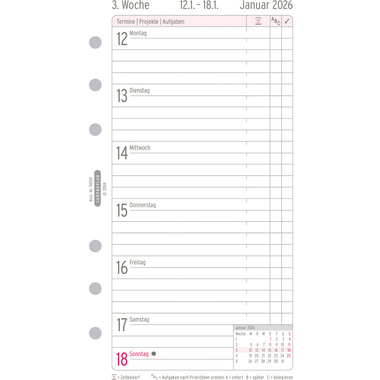 CHRONOPLAN Ersatz Wochenplan 2026 50556Z.26 1W/1S in Zeilen Midi