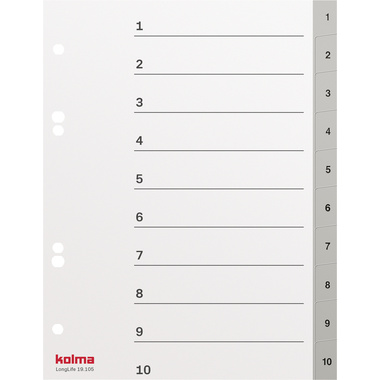 KOLMA Register LongLife A5 19.105.20 grau 1-10