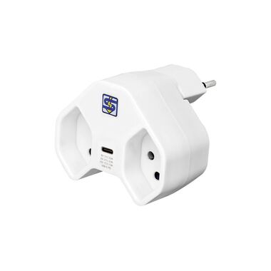 STEFFEN Adattatore a T 2 x T13 USB-C, Bianco, girevole 320°