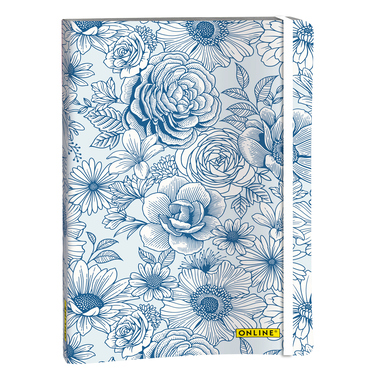 ONLINE Bullet Journal Blue Flowers A5 18022 120g, 72 Blatt dotted
