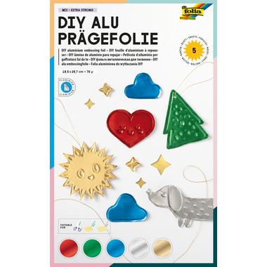 FOLIA DIY Alu Prägefolie 18x29.7cm 505 ass. extra strong 5 Blatt