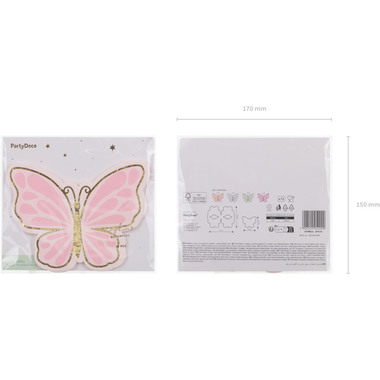 PARTYDECO Servietten 16x12cm SPK39 Schmetterling 12 Stück