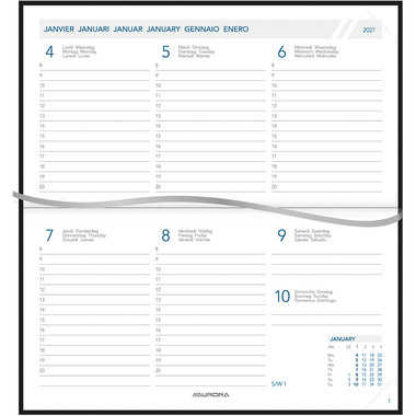 AURORA Agenda Florence Novoplan 2027 1715Z 1W/2S schwarz ML 9x16.5cm