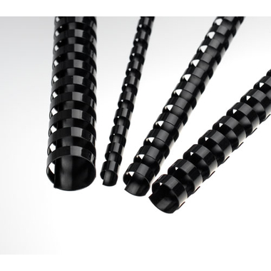 RENZ Plastikbinderücken 19mm A4 17190121 schwarz, 21 Ringe 50 Stück