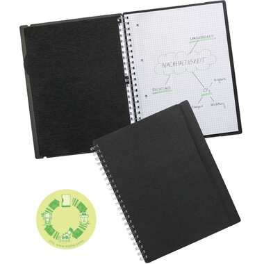 KOLMA Carnet LineaVerde A4 06.520.06 quadrillé, 70g/m2 noir