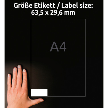 AVERY ZWECKFORM Universal-Etikett. 63.5x29.6mm L4737REV-25 weiss 810 Stk./25 + 5 Blatt