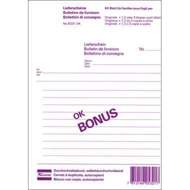 FAVORIT Lieferscheine D/FI A5 8331OK weiss 84 Blatt