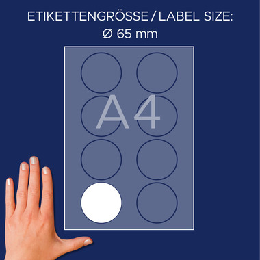 AVERY ZWECKFORM Namensetiketten 65mm J4881-20 weiss 20 Blatt/160 Stk.