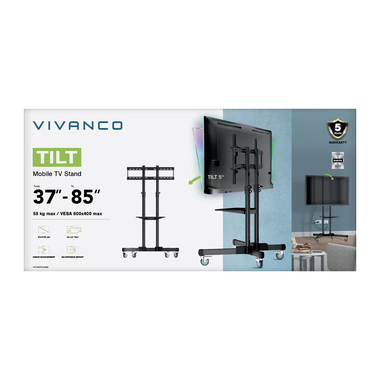 85" TV-Ständer auf Rollen, VESA 600x400, 58kg | Vivanco