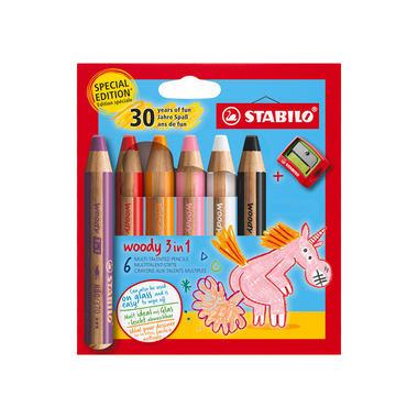 STABILO Crayon couleur Woody 3 in 1 01.04.8806 Unicorn 6 pièces