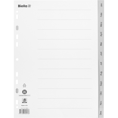 BIELLA Register PP A4 47141390U grau Jan-Dez DE