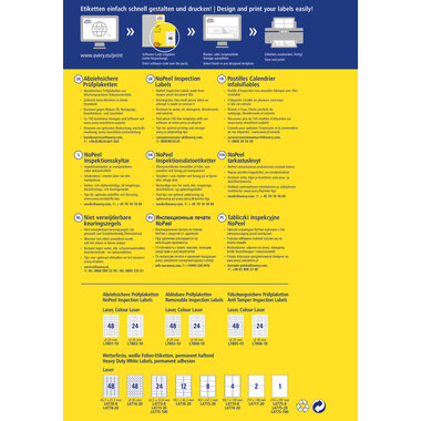 AVERY ZWECKFORM Prüfplaketten 30mm L7802-10 weiss, non-perm. 10 Bl.240Stk.