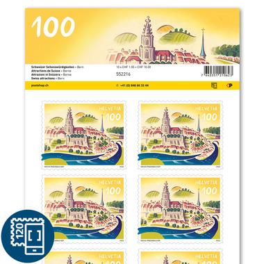 Francobolli CHF 1.00 «Berna», Foglio da 10 francobolli Foglio «Attrazioni in Svizzera», autoadesiva, senza annullo
