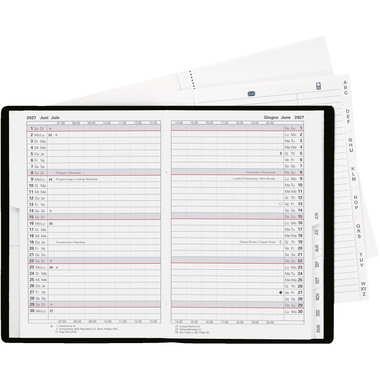 BIELLA Planer Istanbul Leder 2027 852613020027U 1M/2S schwarz ML 10.6x15.3cm.