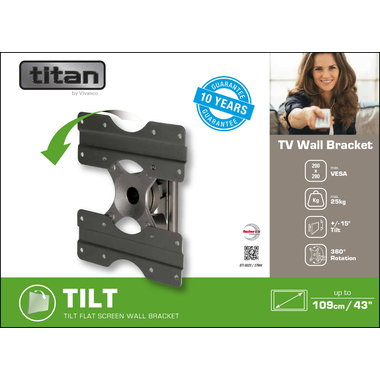 Supporto TV 43" 25kg VESA200 orientabile da muro | Vivanco