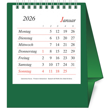 NOVOS Calendario Pro Bristol D. 2026 509087 1M/1P verde scuro DE 11.5x14cm