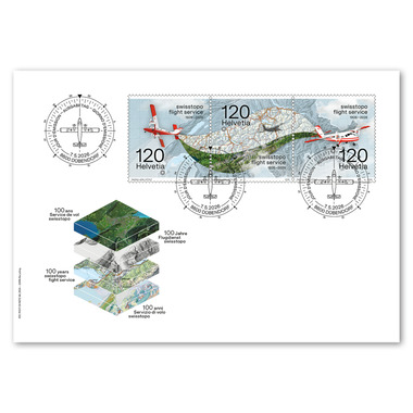 First-day cover «100 years swisstopo flight service» Set (3 stamps, postage value CHF 3.60) on first-day cover (FDC) C6
