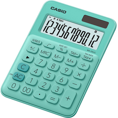 CASIO Calculatrice Mini MS-20UC-GN-S 12 chiffres vert