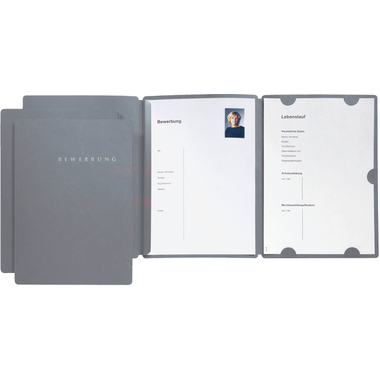 PAGNA Bewerbungsmappe Select A4 22016-06 grau 3-teilig 3 Stück