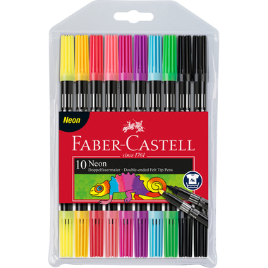 FABER-CASTELL Doppelfasermaler 0,5mm/1,5mm 151109 neon, assortiert 10 Stück