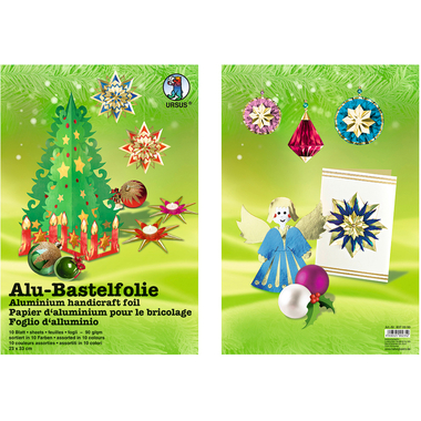 URSUS Bastelfolie Alu 23x33cm 8070099 90g, farbig ass. 10 Blatt