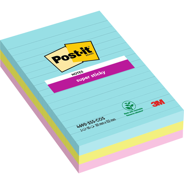 POST-IT Super Sticky Notes 152x101mm 46903SSCO Cosmic 3 Farben 3x90 Blatt