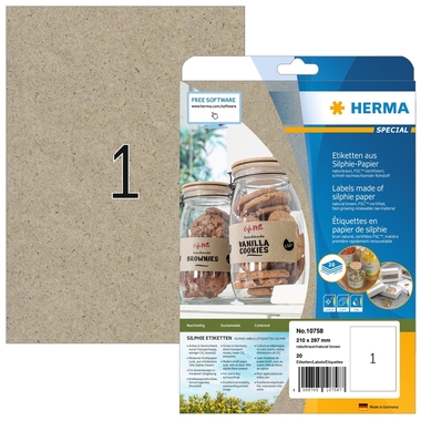 HERMA Etiketten 210 x 297 mm 10758 aus Silphie-Papier 20 Stück