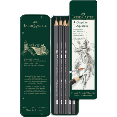 FABER-CASTELL Crayon Graphite Aquarelle 117805 metallic box 5 pcs.