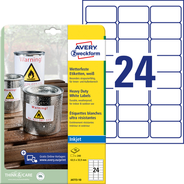 AVERY ZWECKFORM Etiquettes 63,5×33,9mm J4773-10 240 pcs.