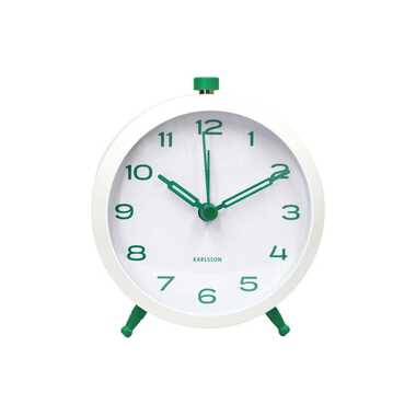 KARLSSON Wecker Button Retro Weiss mit Retro-Grün