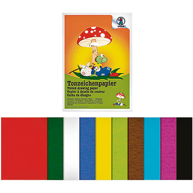 URSUS Tonzeichenpapier A4 2134699 130g, 10 Farben ass. 20 Blatt
