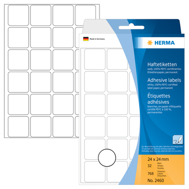 HERMA Etichette 24×24mm 2460 bianco 768 pezzi