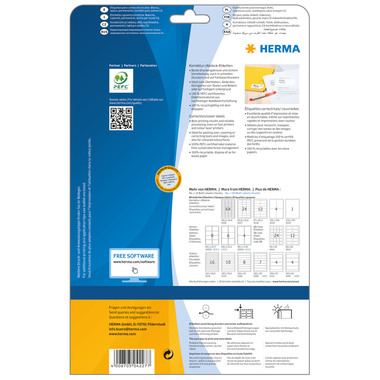 HERMA Etiketten SPECIAL 64.6x33.8mm 4227 weiss,perm. 600 St./25 Bl.