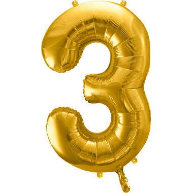 PARTYDECO Folienballon Ziffer 3 86cm FB1M-3-019 gold