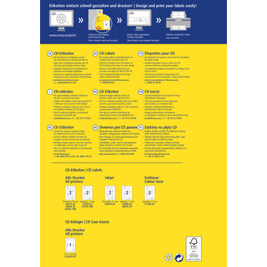 AVERY ZWECKFORM Étiqu. pour CD SuperSize 117mm L7676-25 blanc, permanent 25x2 pcs.