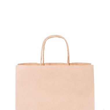 Paper carrier bag with twisted cord in brown 320x140x420mm