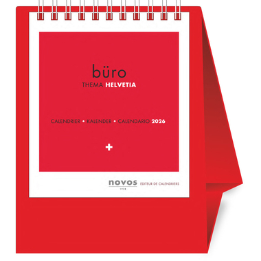 NOVOS Calendrier table Helvetia 2026 501012 1M/1P rouge ML 11.5x14cm