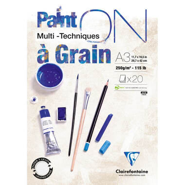 CLAIREFONTAINE Paint'On grainée A3 975050C Blanc 20 feuilles