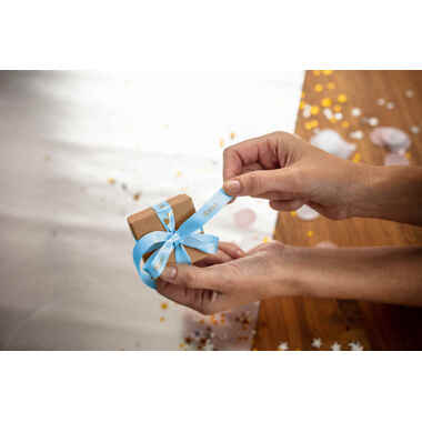 PTOUCH Band hellblau/gold TZE-RL34 Tze Geräte 12-36mm